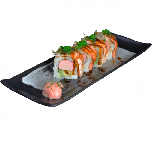 S12. Flammierte Salmon Roll